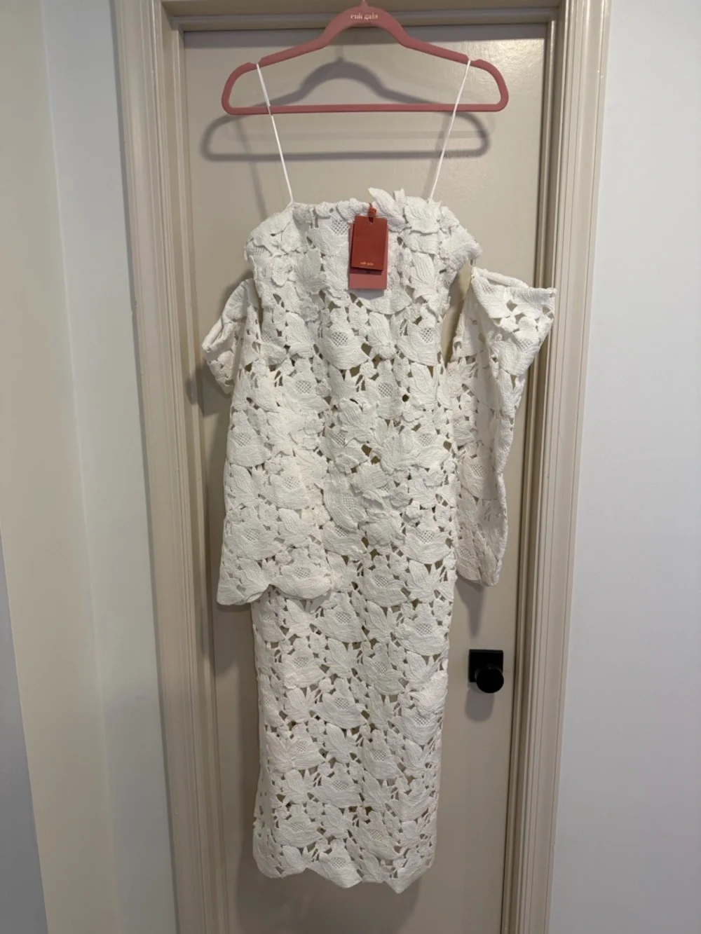 Cult Gaia Kaylina White Strapless Crochet Lace Maxi Dress Size 12 NEW! With tags - Picture 4 of 16